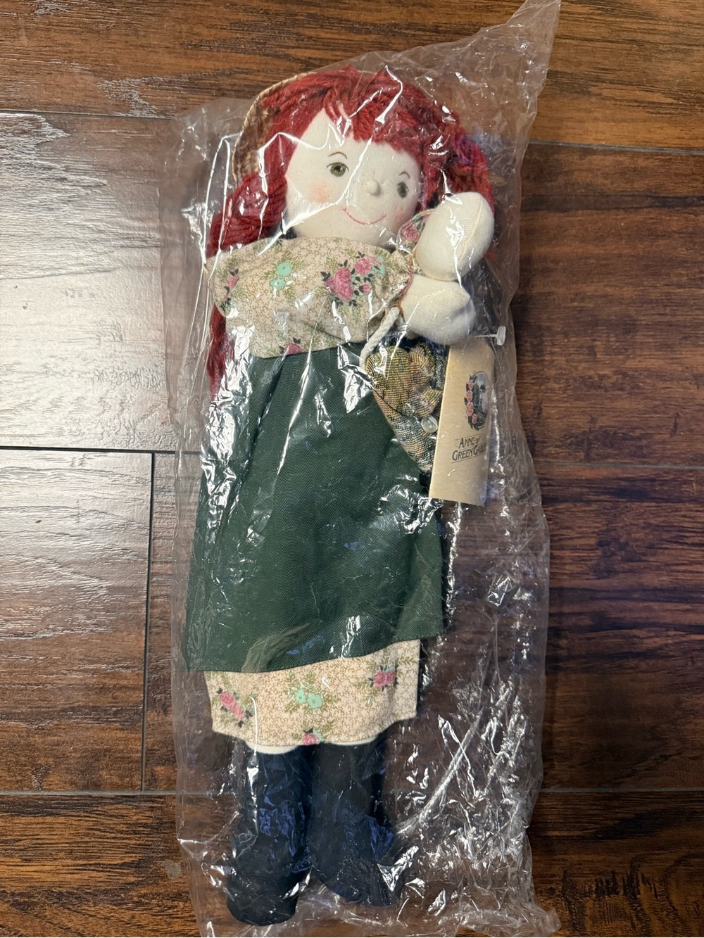 Vintage Anne Green Gables Handmade Rag Doll with Red Hair and Green Dress New